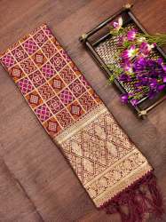 MAROON BANARASI SILK DUPATTA WITH BHANDHNI STYLE