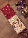MAROON BANARASI SILK. DUPATTA thumb 1