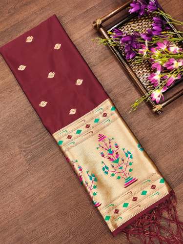 MAROON BANARASI SILK PAITHANI DUPATTA