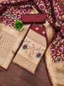 MAROON BANARASI SILK UNSTICH SUIT