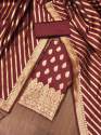 MAROON BANARASI SILK UNSTICHED SUIT... thumb 1