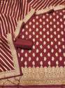 MAROON BANARASI SILK UNSTICHED SUIT... thumb 2