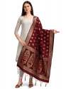  MAROON BANARASI SILK WITH PEACOCK PATTERN DUPATTA