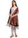 MAROON BANARASI SILK WITH PEACOCK PATTERN DUPATTA thumb 3