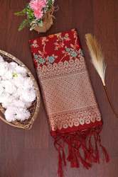MAROON BANARASI SILK WITH ZARI DUPATTA