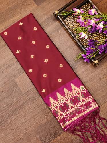 MAROON PAITHANI SILK DUPATTA by devangi fashion