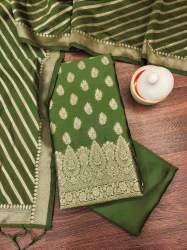 MEHENDI BANARASI SILK UNSTICHED SUIT