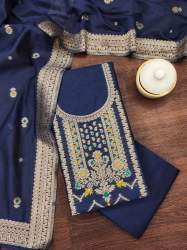 NAVYBLUE BANARASI COTTON UNSTICH SUIT...