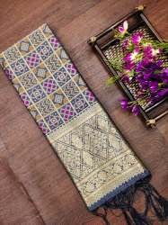 NAVYBLUE BANARASI SILK DUPATTA WITH BANDAHNI STYLE