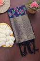  NAVYBLUE BANARASI SILK FLOWER PATTERN DUPATTA