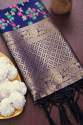  NAVYBLUE BANARASI SILK FLOWER PATTERN DUPATTA thumb 1
