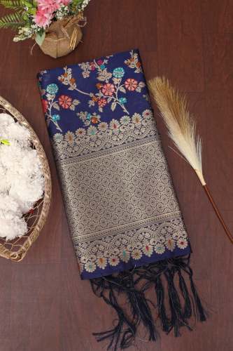 NAVYBLUE BANARASI SILK WITH ZARI DUPATTA