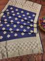 NAVYBLUE BANRASI SILK DUPATTA WITH FLOWER TREE ZARI thumb 4