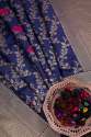 NAVYBLUE FANCY BANARASI SILK DUPATTA  thumb 4