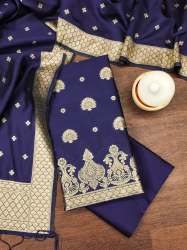 NAVYBLUE UNSTICHED SILK SUIT