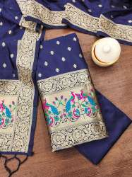 NBLUE BANARASI SILK UNSTICH SUIT
