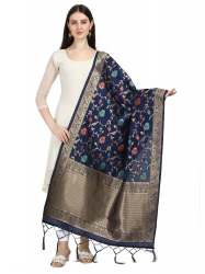 NBLUE BANARASI SILK WITH FLOWER PATTERN DUPATTA