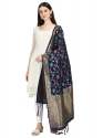 NBLUE BANARASI SILK WITH FLOWER PATTERN DUPATTA thumb 2