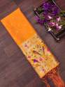 ORANGE-BANARASI SILK DUPATTA thumb 1