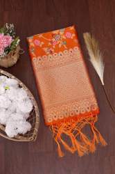  ORANGE BANARASI SILK WITH ZARI DUPATTA