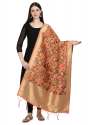 PEACH Banarasi Silk Dupatta With Bahubali