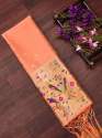 PEACH-BANARASI SILK DUPATTA thumb 1