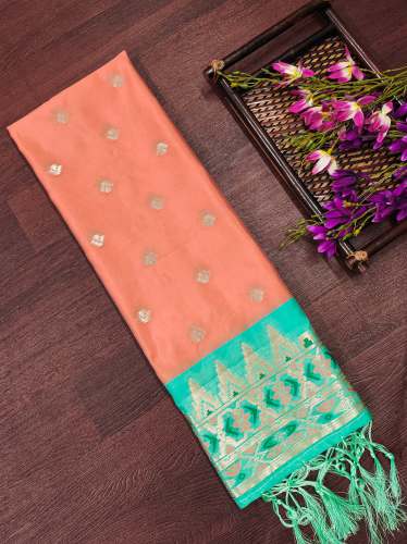 PEACH PAITHANI SILK DUPATTA by devangi fashion