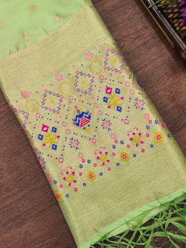 PISTA BANARASI SILK DUPATTA.,