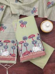 PISTA BANARASI SILK UNSTICH SUIT.