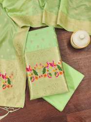 PISTA BANARASI SILK UNSTICH SUIT