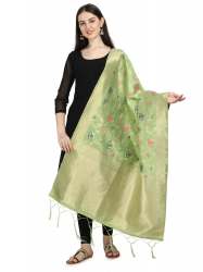 PISTA BANARASI SILK WITH FLOWER PATTERN DUPATTA
