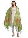PISTA BANARASI SILK WITH PEACOCK PATTERN DUPATTA thumb 2