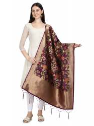 PURPLE BANARASI SILK DUPATTA WITH BAHUBALI