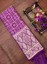 PURPLE BANARASI SILK DUPATTA WITH BANDHANI STYLE 