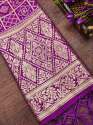 PURPLE BANARASI SILK DUPATTA WITH BANDHANI STYLE  thumb 1