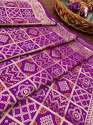 PURPLE BANARASI SILK DUPATTA WITH BANDHANI STYLE  thumb 4