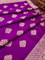  PURPLE BANARASI SILK DUPATTA WITH FLOWER TREE ZARI thumb 3