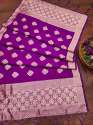  PURPLE BANARASI SILK DUPATTA WITH FLOWER TREE ZARI thumb 4