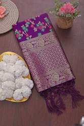  PURPLE BANARASI SILK FLOWER PATTERN DUPATTA