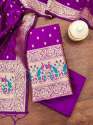 PURPLE BANARASI SILK UNSTICH SUIT