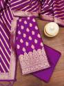 PURPLE BANARASI SILK UNSTICHED SUIT