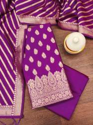 PURPLE BANARASI SILK UNSTICHED SUIT