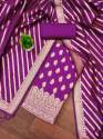 PURPLE BANARASI SILK UNSTICHED SUIT thumb 1