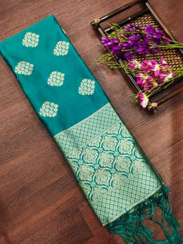 RAMA BANARASI SILK DUPATTA WITH FLOWER TREE ZARI