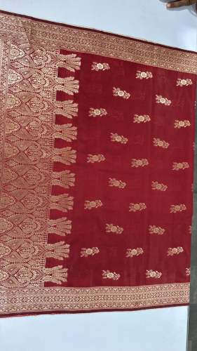 RED-.BANARASI SILK DUPATTA