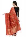 RED BANARASI SILK DUPATTA WITH BAHUBALI thumb 1