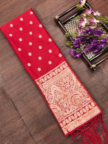 RED BANARASI SILK DUPATTA WITH PAITHNI TOUCH 