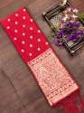 RED BANARASI SILK DUPATTA WITH PAITHNI TOUCH 
