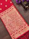 RED BANARASI SILK DUPATTA WITH PAITHNI TOUCH  thumb 1