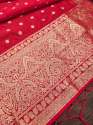 RED BANARASI SILK DUPATTA WITH PAITHNI TOUCH  thumb 2